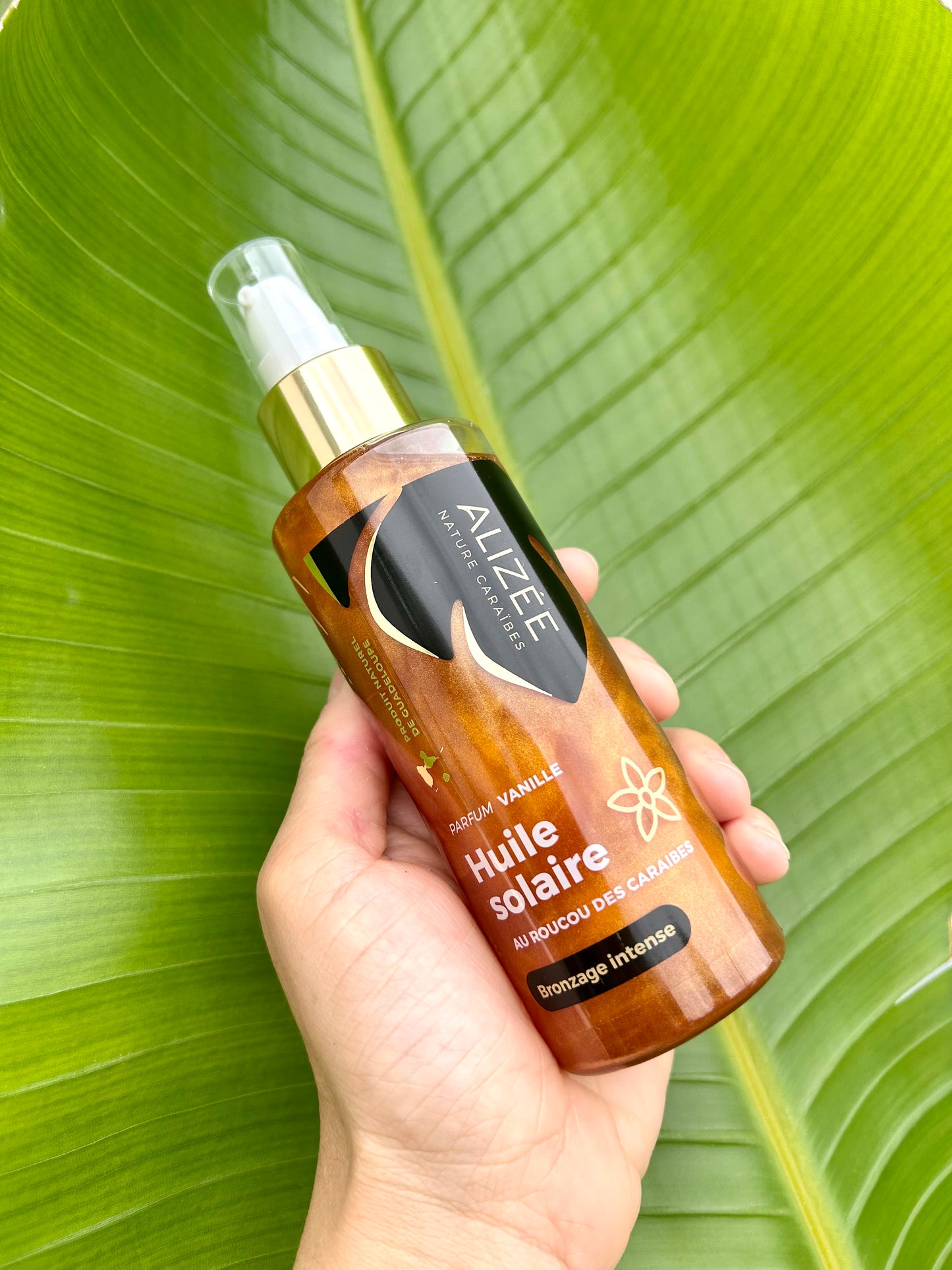 Huile solaire au roucou bronzage intense de Guadeloupe / Pré Commande livraison fin JUIN