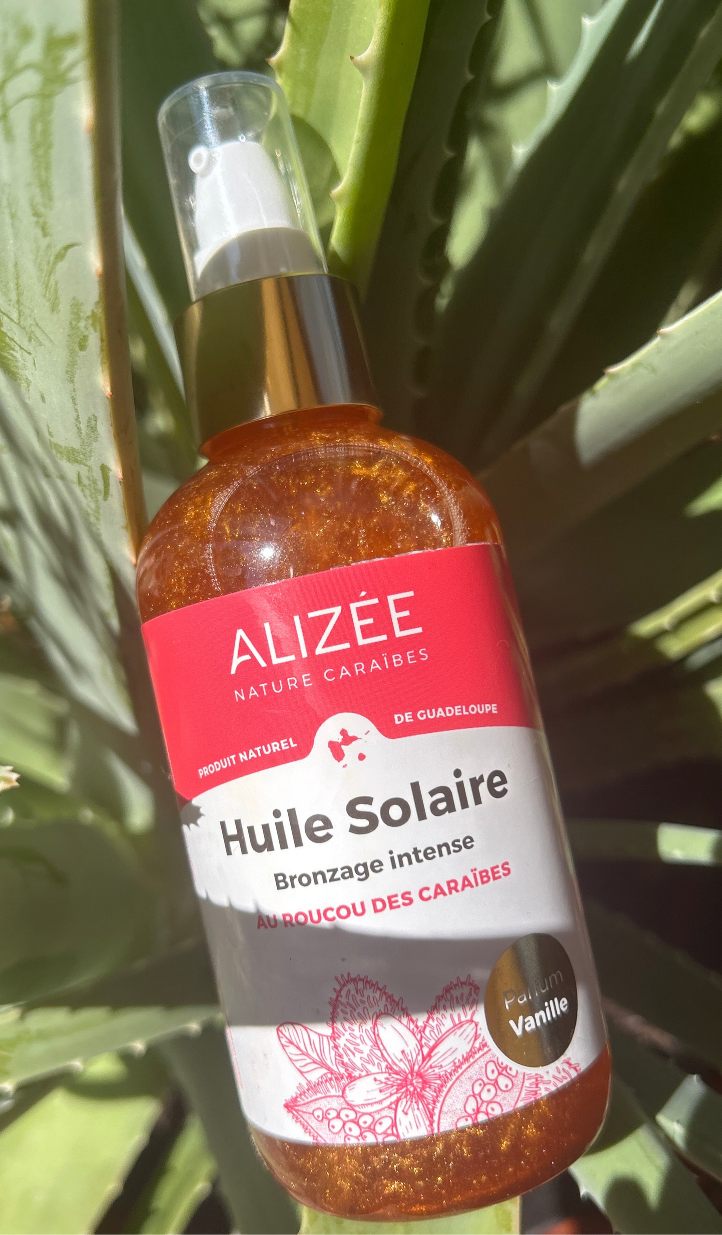Huile solaire au roucou bronzage intense de Guadeloupe