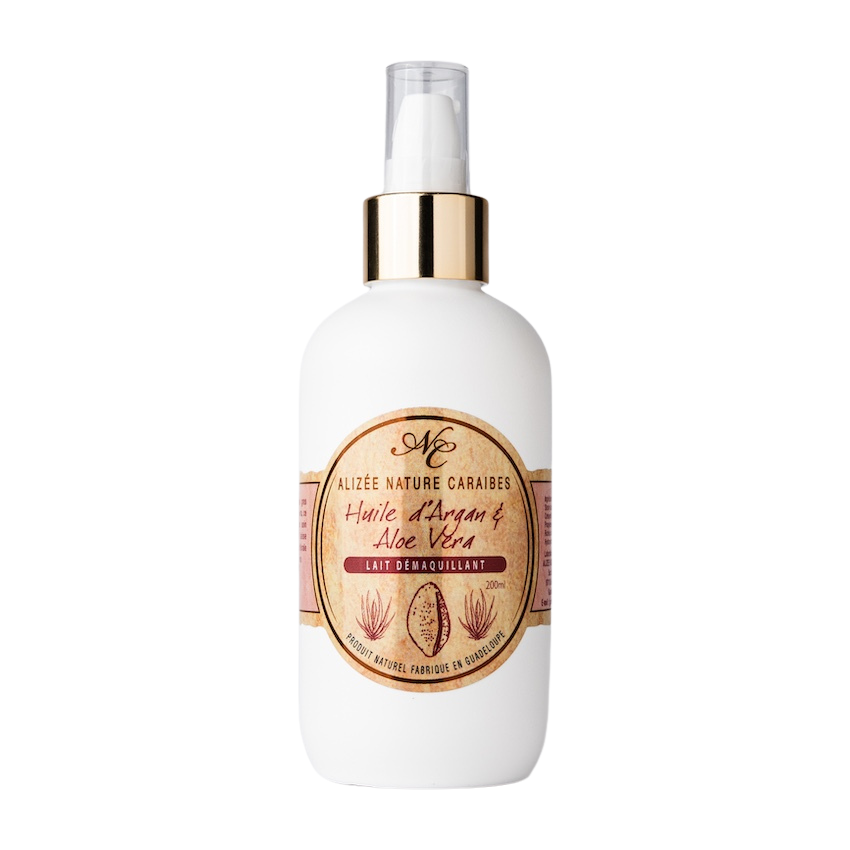 Lait démaquillant huile argan et aloe vera de Guadeloupe