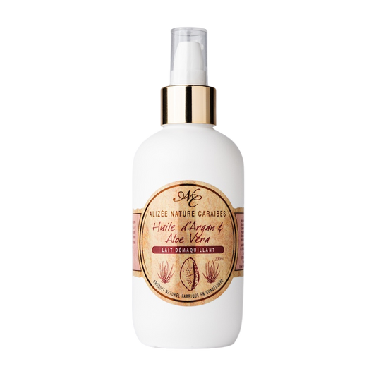 Lait démaquillant huile argan et aloe vera de Guadeloupe