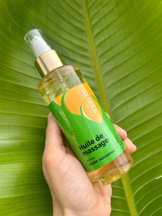 Huile de massage cèdre patchouly de Guadeloupe