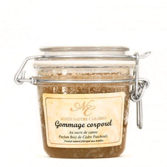 Gommage au sucre de canne parfum cèdre patchouli de Guadeloupe 250 ML