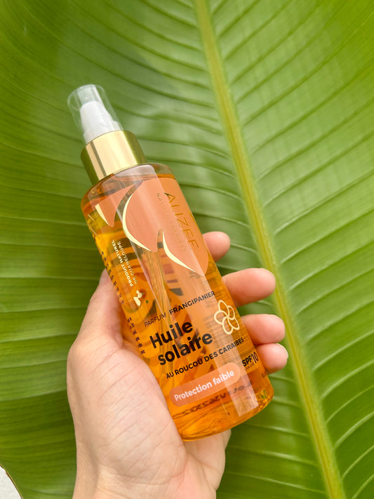 Huile solaire protection faible au roucou SPF10 de Guadeloupe