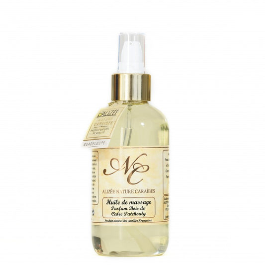 Huile de massage cèdre patchouly de Guadeloupe